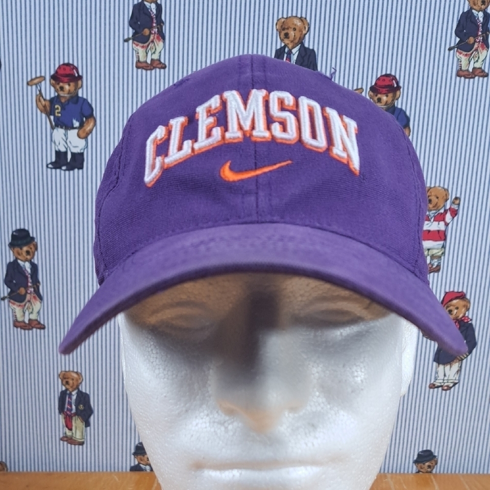 Nike Clemson Tigers center swoosh raised lettering purple & orange fitted hat